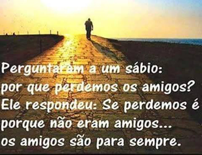 Perguntaram a um sábio: Por que perdemos os amigos? Ele respondeu: Se perdemos, é porque não eram amigos.  Os amigos são para sempre.