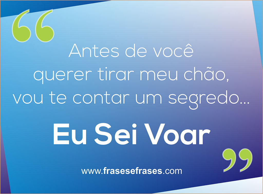 Antes de você querer tirar meu chão, vou te contar um segredo... Eu Sei Voar!