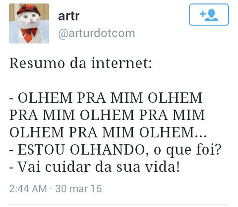 Resumo da internet: A pessoa quer chamar a atenção de qualquer jeito. Quando os outros dão atenção, aí ela acha que tá todo mundo cuidando da vida dela.