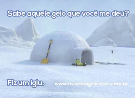 Sabe aquele gelo que você me deu? Fiz um iglu.